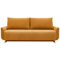 SCHLAFSOFA DUO Mikrofaser Gelb  inkl. Rückenkissen, Bettkasten, Schlaffunktion, Rücken echt  - Gelb/Naturfarben, Design, Textil (218/90/110cm) - P & B