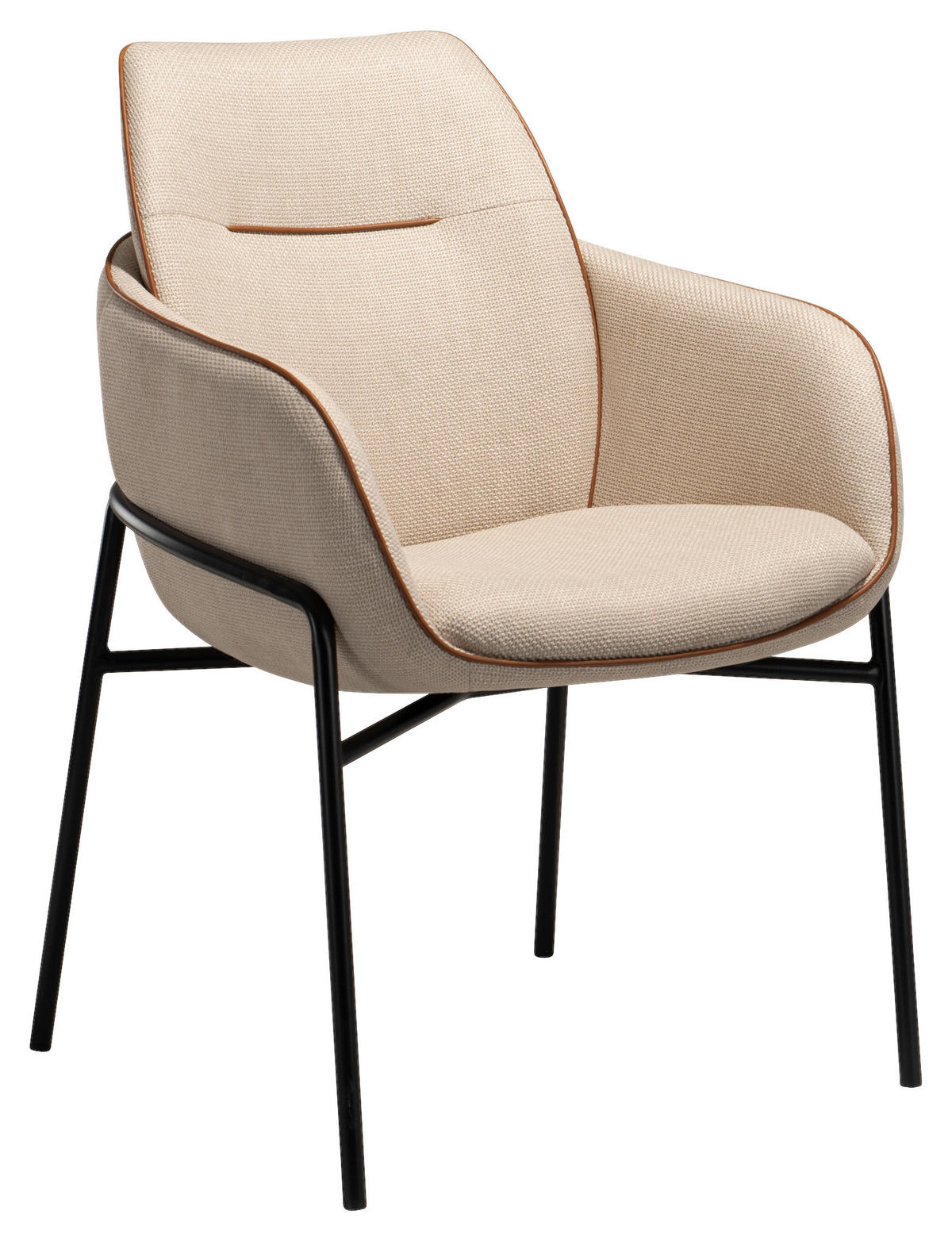 STOL MED ARMSTÖD gjutjärn mikrofiber  - beige/brun, Design, metall/textil - Lomoco