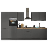 KÜCHENBLOCK MULTAN  in Graphitfarben  - Schwarz/Graphitfarben, Basics, Holzwerkstoff/Metall (340/211/60cm) - Carryhome