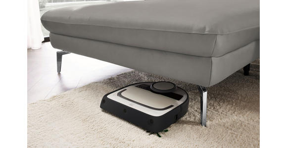 ECKSOFA in Echtleder Hellgrau 157/325 cm - Hellgrau/Schwarz, Design, Leder/Metall (157/325cm) - Dieter Knoll