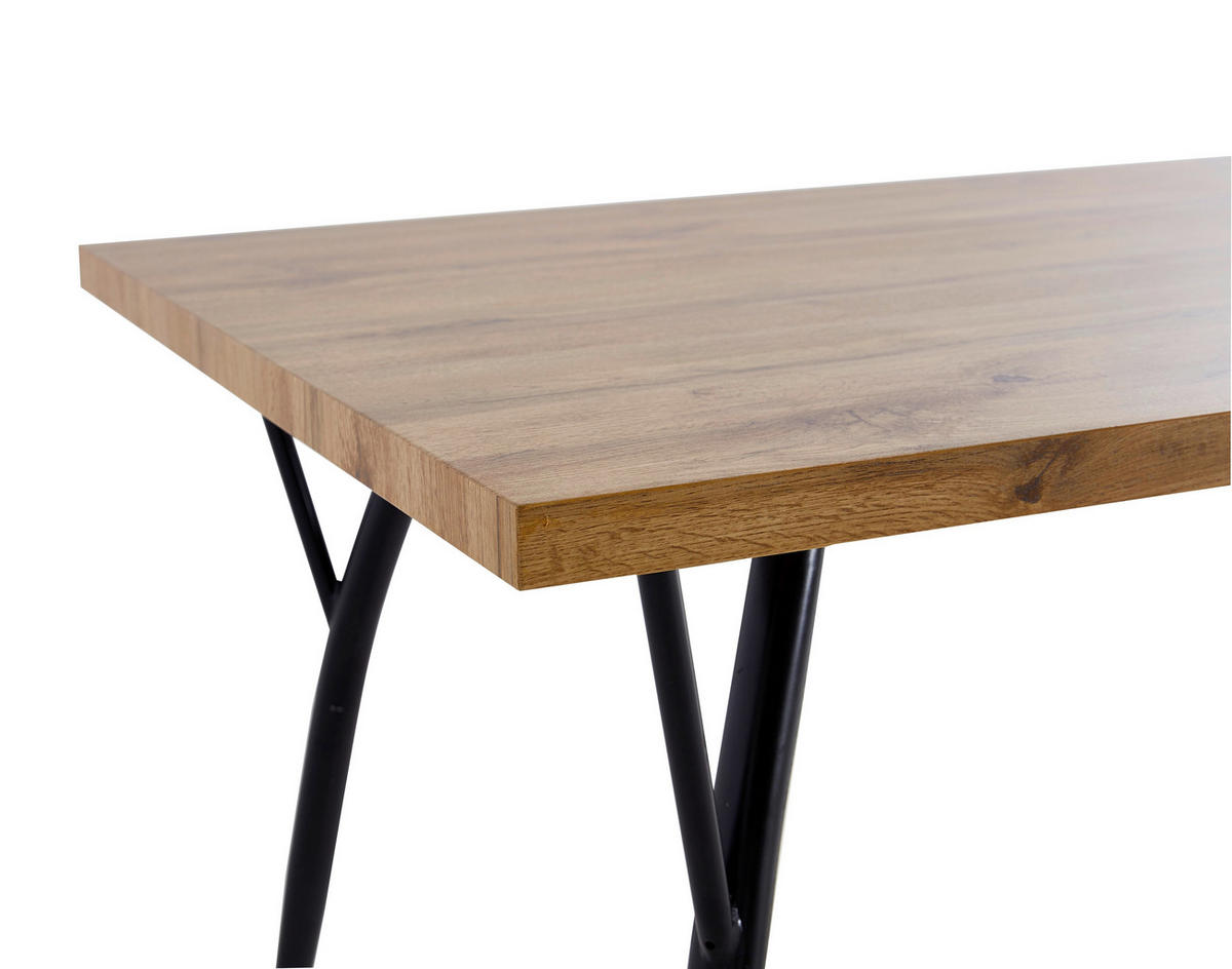 ESSTISCH rechteckig Naturfarben, Schwarz  - Schwarz/Naturfarben, Design, Holzwerkstoff/Metall (150/90/77cm) - Livetastic