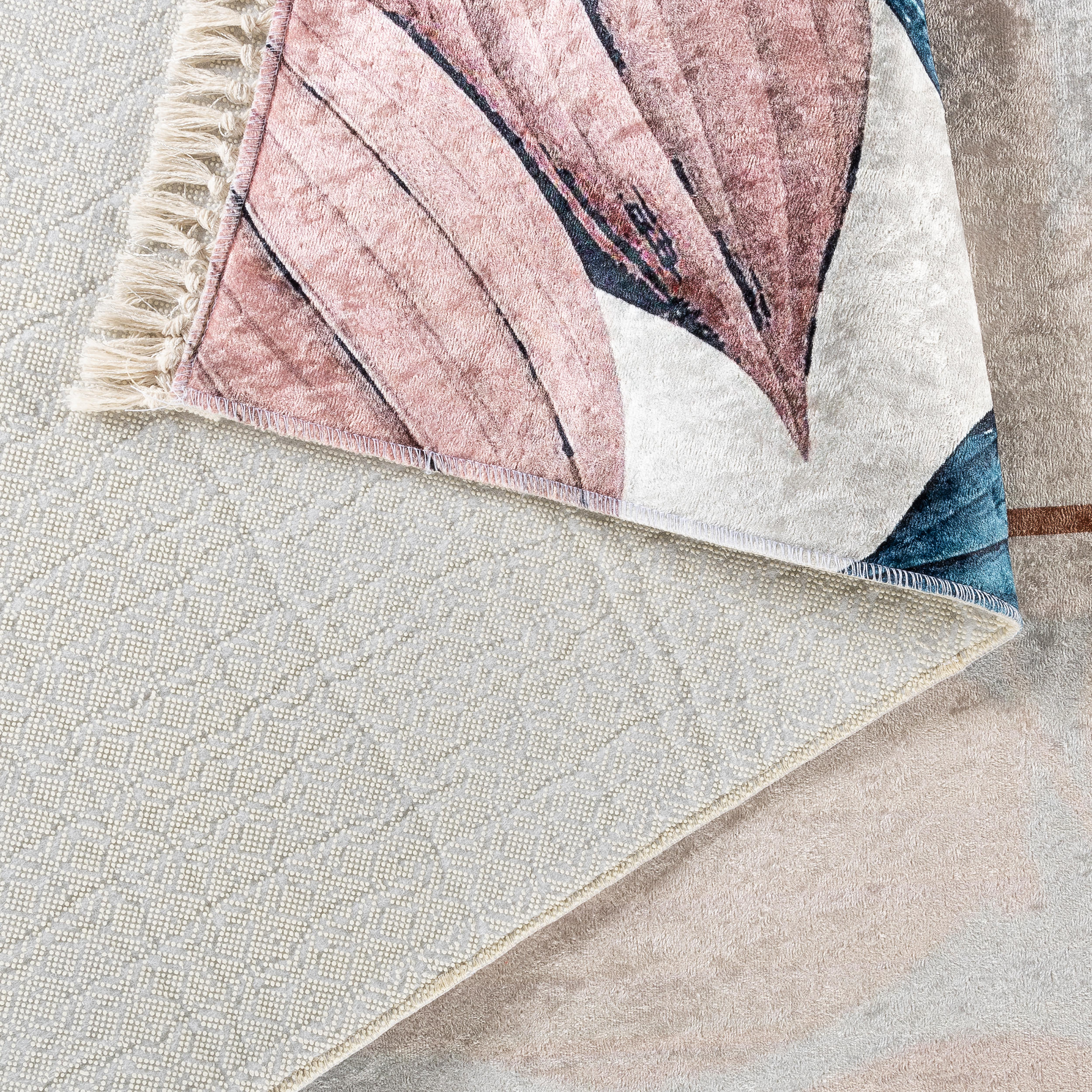 TKANÝ KOBEREC, 160/230 cm, růžová, petrolej, béžová - petrolej/růžová, Moderní, textil/plast (160/230cm)