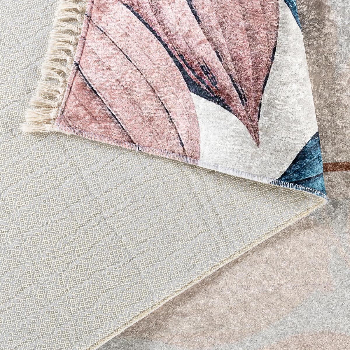 TKANÝ KOBEREC, 160/230 cm, růžová, petrolej, béžová - petrolej/růžová, Moderní, textil/plast (160/230cm)