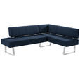 ECKBANK 227/165 cm  in Edelstahlfarben, Dunkelblau  - Edelstahlfarben/Dunkelblau, Design, Textil/Metall (227/165cm) - Moderano