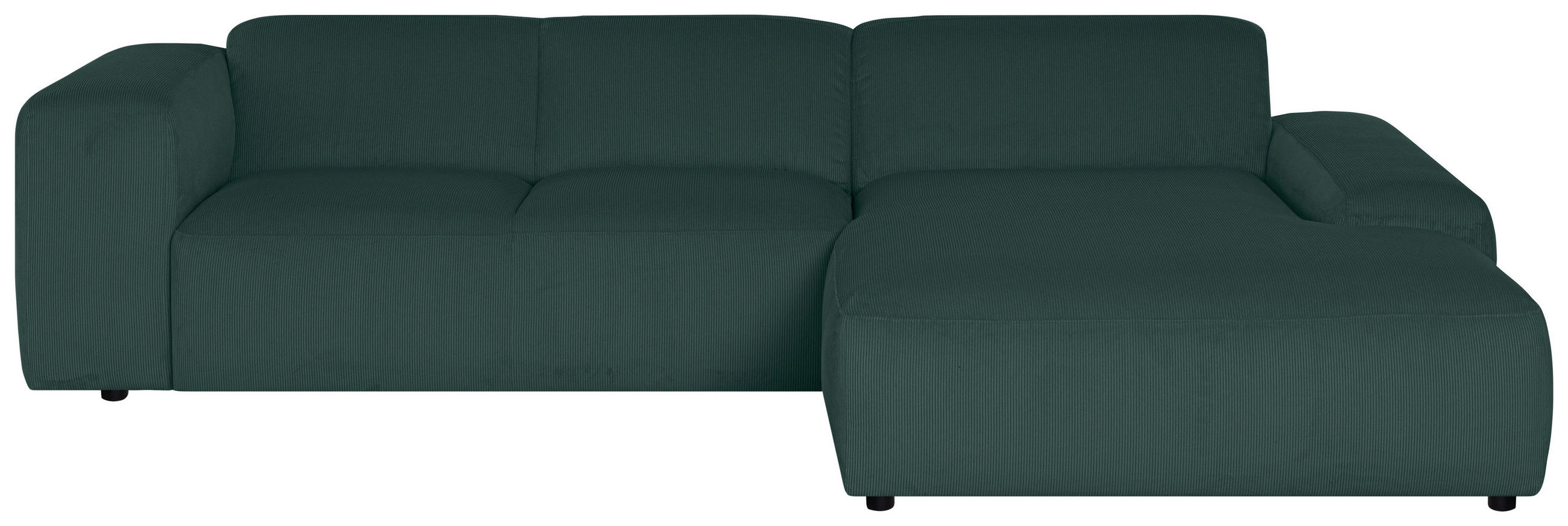 ECKSOFA in Cord Grün  - Schwarz/Grün, Design, Kunststoff/Textil (304/200cm) - MID.YOU