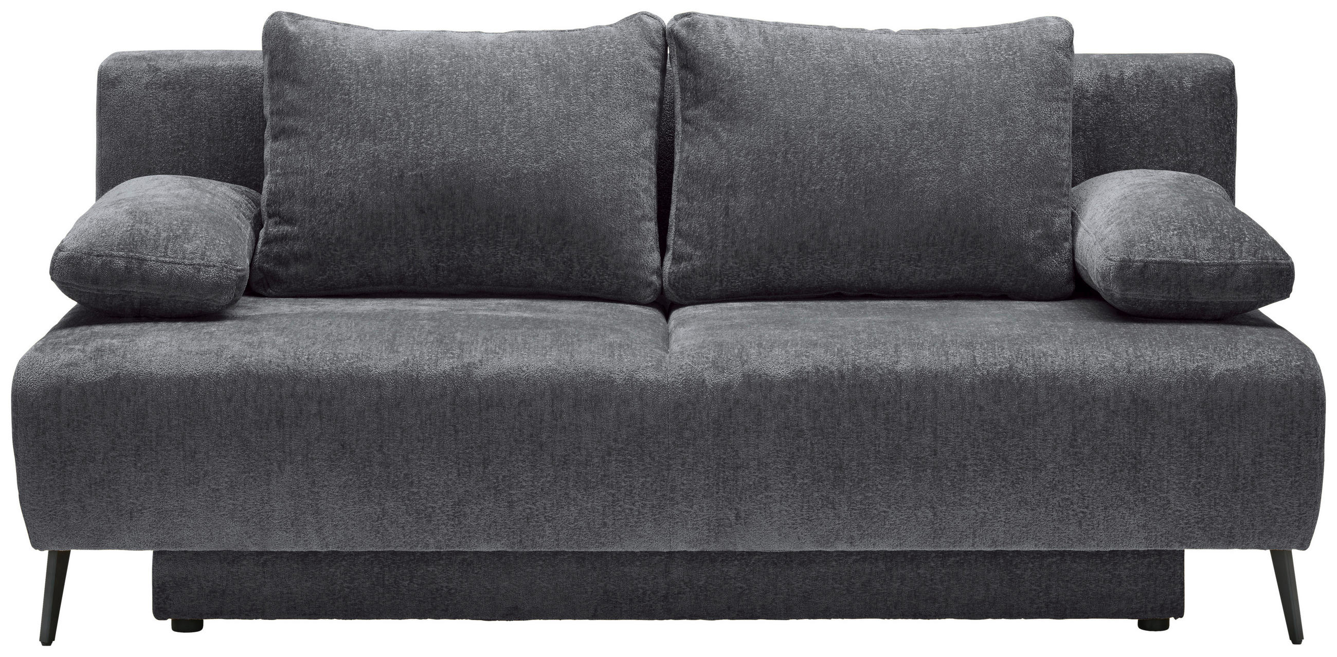 SCHLAFSOFA  mit Liegefunktion, Rücken echt Webstoff Dunkelgrau  - Dunkelgrau/Schwarz, MODERN, Textil/Metall (200/90/100cm) - Ti'me