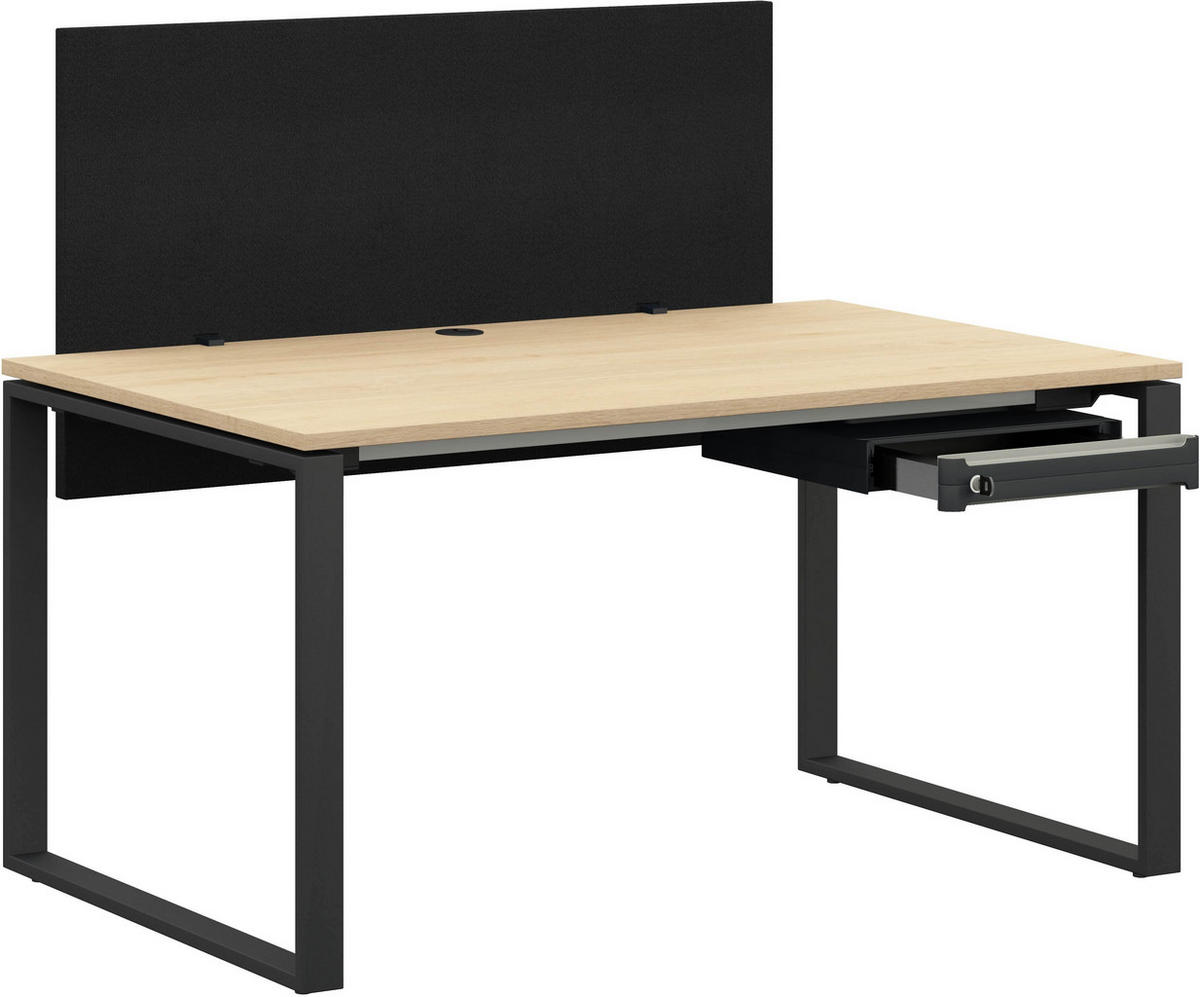 JUGENDSCHREIBTISCH 140/80/72 cm  in Anthrazit, Eichefarben  - Eichefarben/Anthrazit, Design, Holzwerkstoff/Textil (140/80/72cm) - Cantus