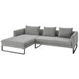 ECKSOFA  in Feincord Grau  178/284 cm  - Schwarz/Grau, KONVENTIONELL, Textil/Metall (178/284cm) - Hom`in