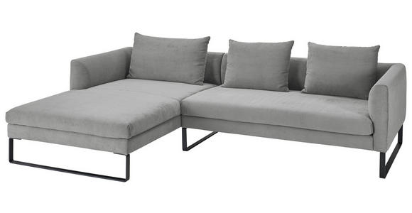 ECKSOFA  in Feincord Grau  178/284 cm  - Schwarz/Grau, KONVENTIONELL, Textil/Metall (178/284cm) - Hom`in