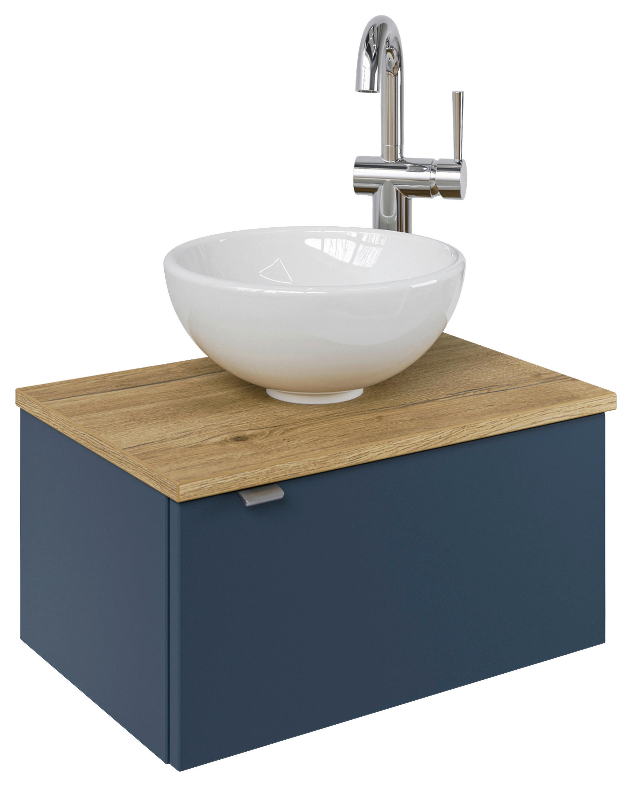 WASCHTISCHKOMBI 51 cm  - Edelstahlfarben/Graublau, Design, Keramik/Holzwerkstoff (51cm) - Sadena