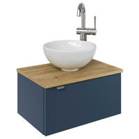WASCHTISCHKOMBI 51 cm  - Edelstahlfarben/Graublau, Design, Keramik/Holzwerkstoff (51cm) - Sadena