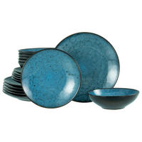 TAFELSERVICE Blau, Schwarz Capri 18-teilig  - Blau/Schwarz, Basics, Keramik - Creatable