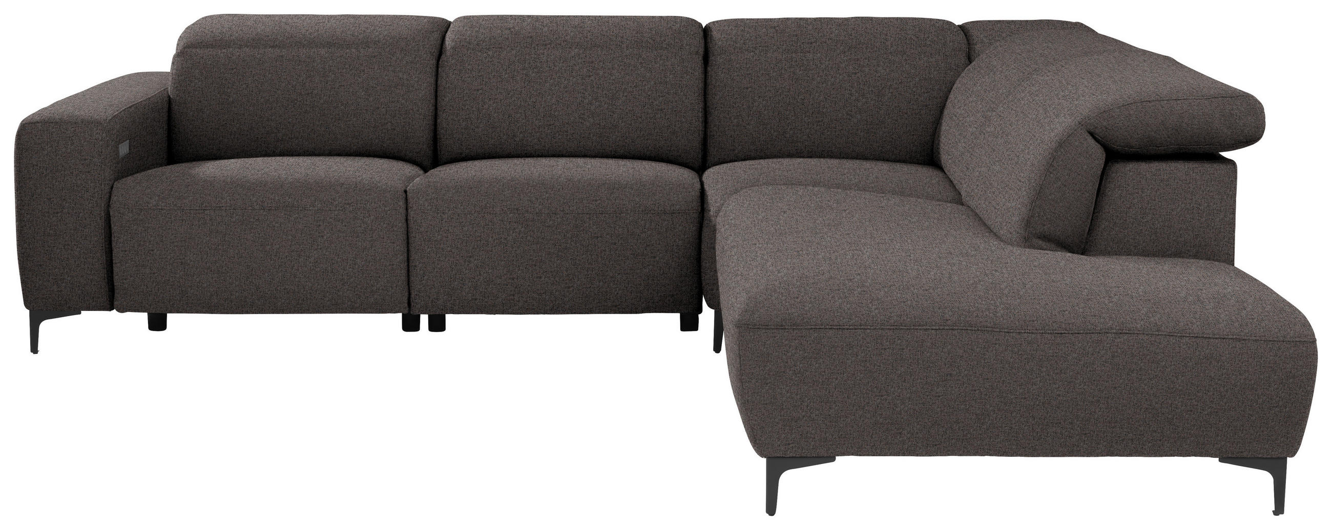 ECKSOFA Dunkelbraun Flachgewebe  - Dunkelbraun/Schwarz, Design, Textil/Metall (290/238cm) - Pure Home Lifestyle