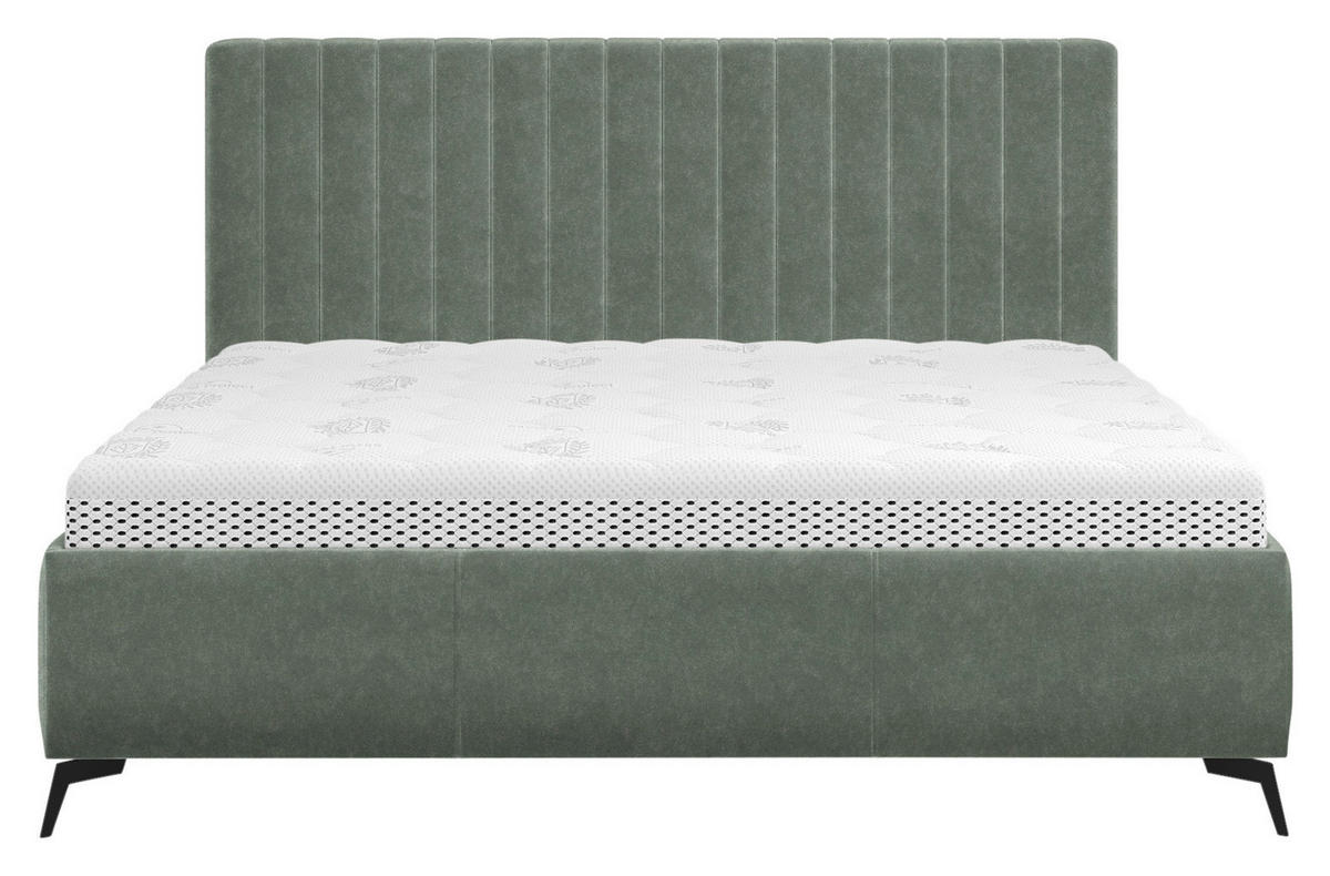 POLSTERBETT gepolstertes Kopfteil, Lattenrost, Bettkasten 160/200 cm  in Grau  - Schwarz/Grau, KONVENTIONELL, Holz/Textil (160/200cm) - Boxxx