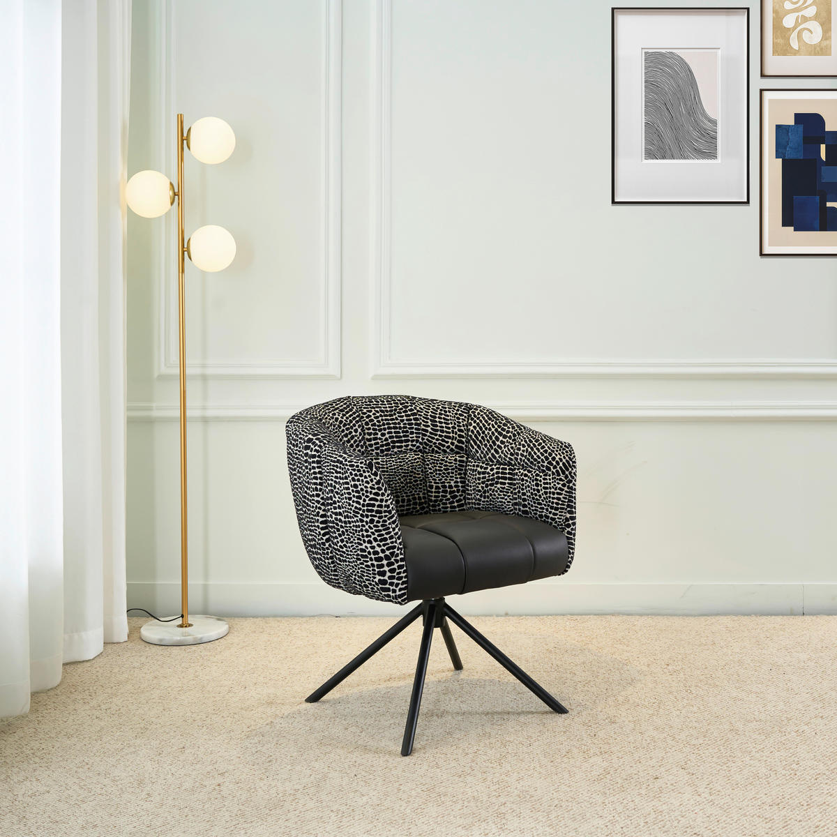 ARMLEHNSTUHL  Sitzfläche 360° drehbar Webstoff, Mikrofaser  - Schwarz, Design, Textil/Metall (67/80/65cm) - Novel