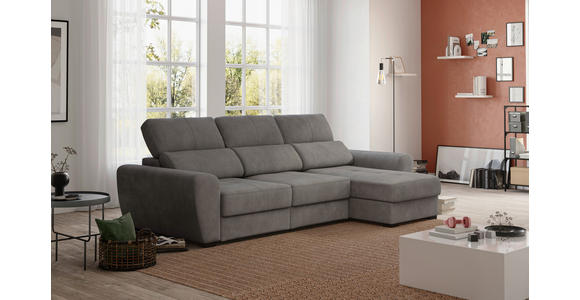 ECKSOFA in Mikrofaser Graubraun  - Graubraun/Schwarz, KONVENTIONELL, Kunststoff/Textil (285/177cm) - Carryhome