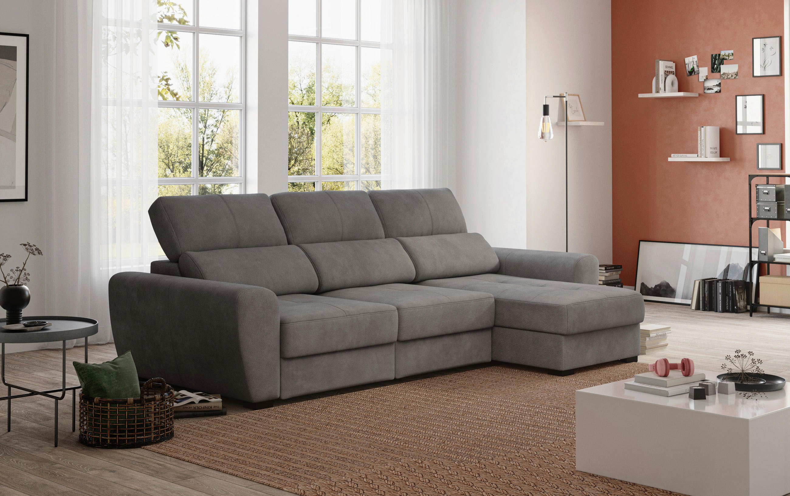 ECKSOFA Graubraun Mikrofaser  - Graubraun/Schwarz, KONVENTIONELL, Kunststoff/Textil (285/177cm) - Carryhome