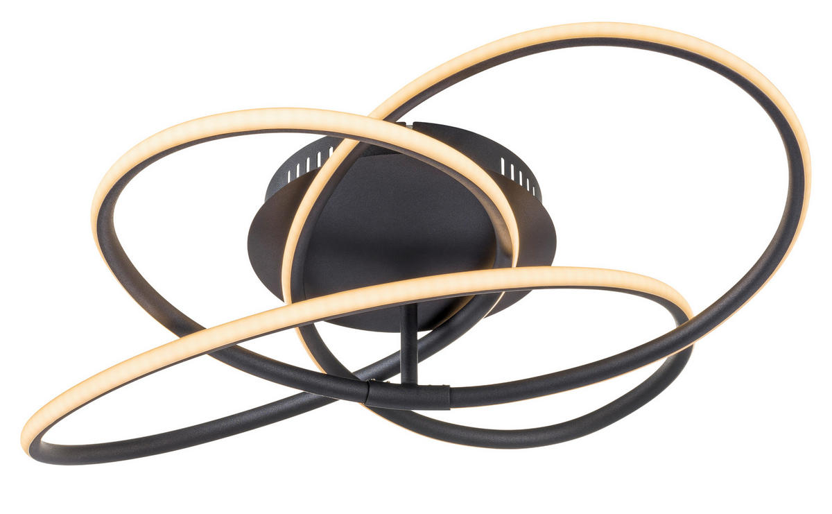 DECKENLEUCHTE 60/12,7 cm  - Opal/Schwarz, Trend, Kunststoff/Metall (60/12,7cm) - Collett's Monde