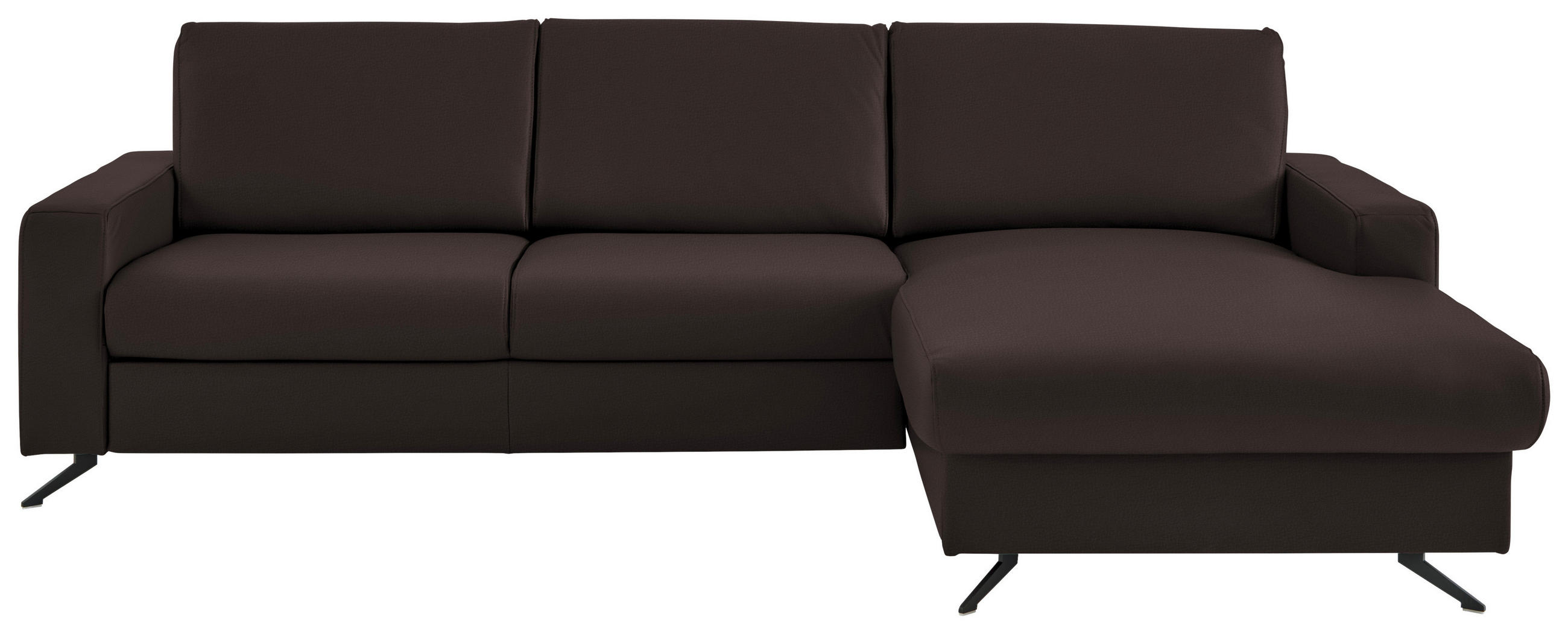 ECKSOFA in Echtleder Dunkelbraun  267/165 cm  - Dunkelbraun/Schwarz, Design, Leder/Metall (267/165cm) - Beldomo Premium