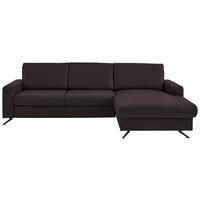 ECKSOFA in Echtleder Dunkelbraun  267/165 cm  - Dunkelbraun/Schwarz, Design, Leder/Metall (267/165cm) - Beldomo Premium