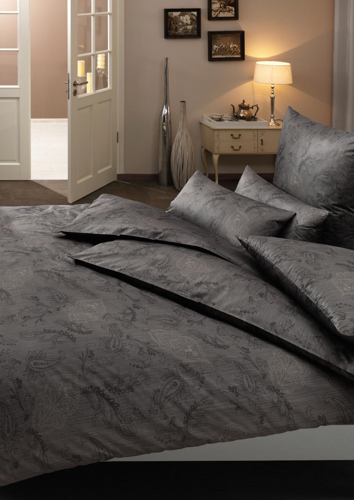 BETTWÄSCHE Atelier Flanell 155/220 cm  - Schieferfarben, Design, Textil (155/220cm) - Estella