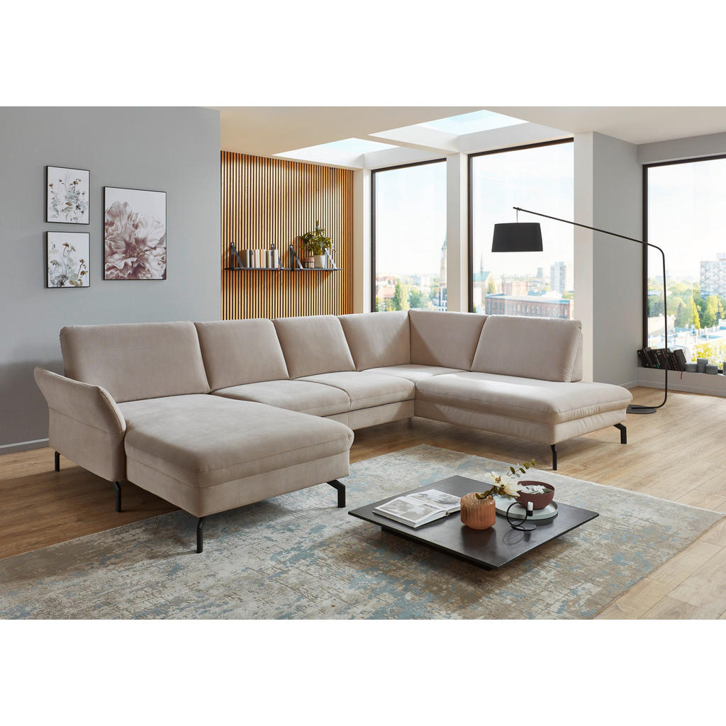 Thumbnail - Beldomo System Wohnlandschaft, Graubraun, Textil, 5-Sitzer, U-Form, 335x220 cm, Goldenes M, erweiterbar, Typenauswahl, F...
