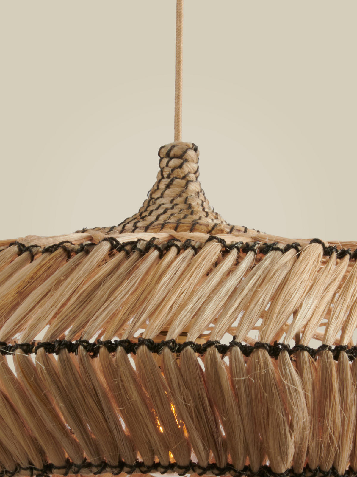 HÄNGELEUCHTE 60/60/280 cm  - Hellbraun/Schwarz, Trend, Naturmaterialien (60/60/280cm) - Good & Mojo