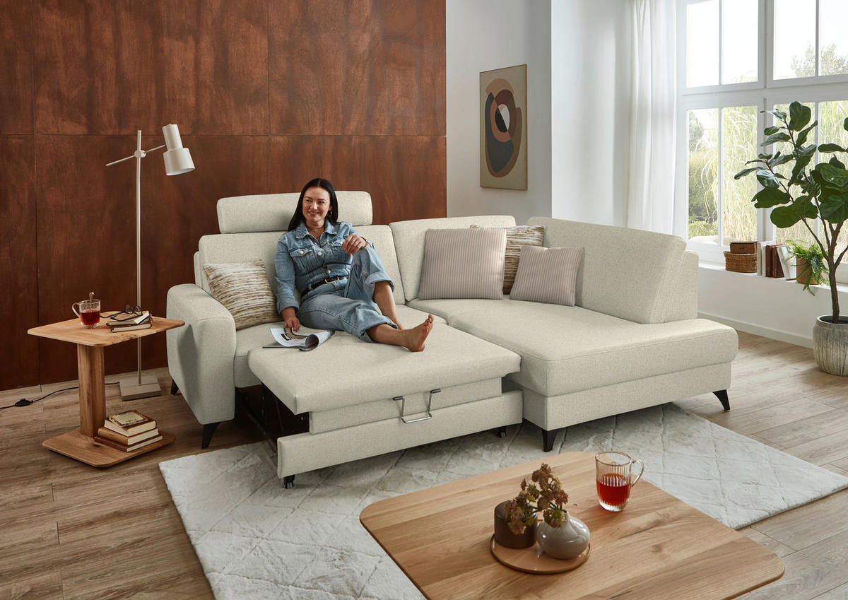 ECKSOFA  Chenille Silberfarben  - Silberfarben/Schwarz, Design, Textil/Metall (239/182cm) - Beldomo Comfort