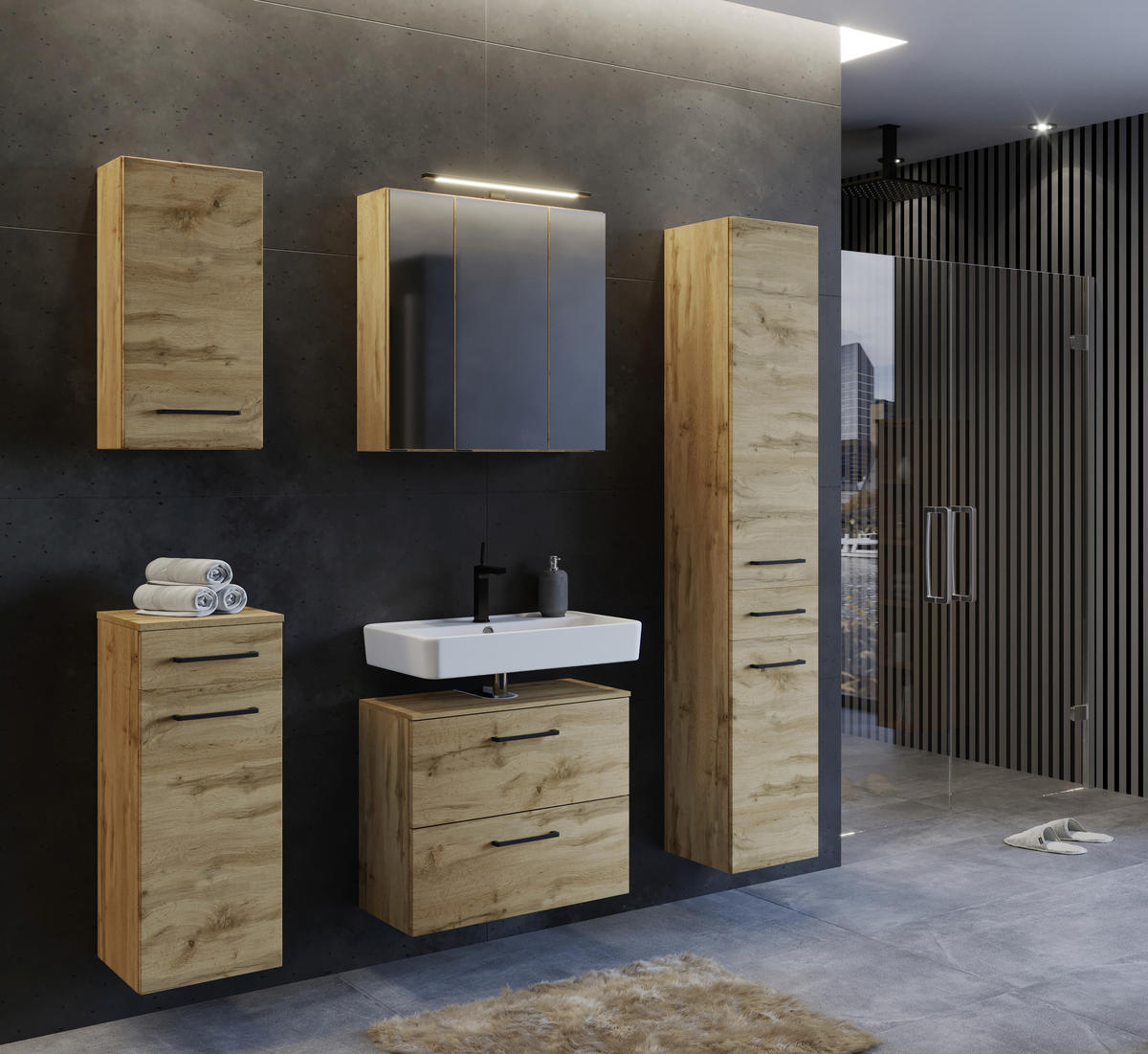 BADEZIMMER  in 120 cm  - Eichefarben, MODERN, Holzwerkstoff (120cm) - Held