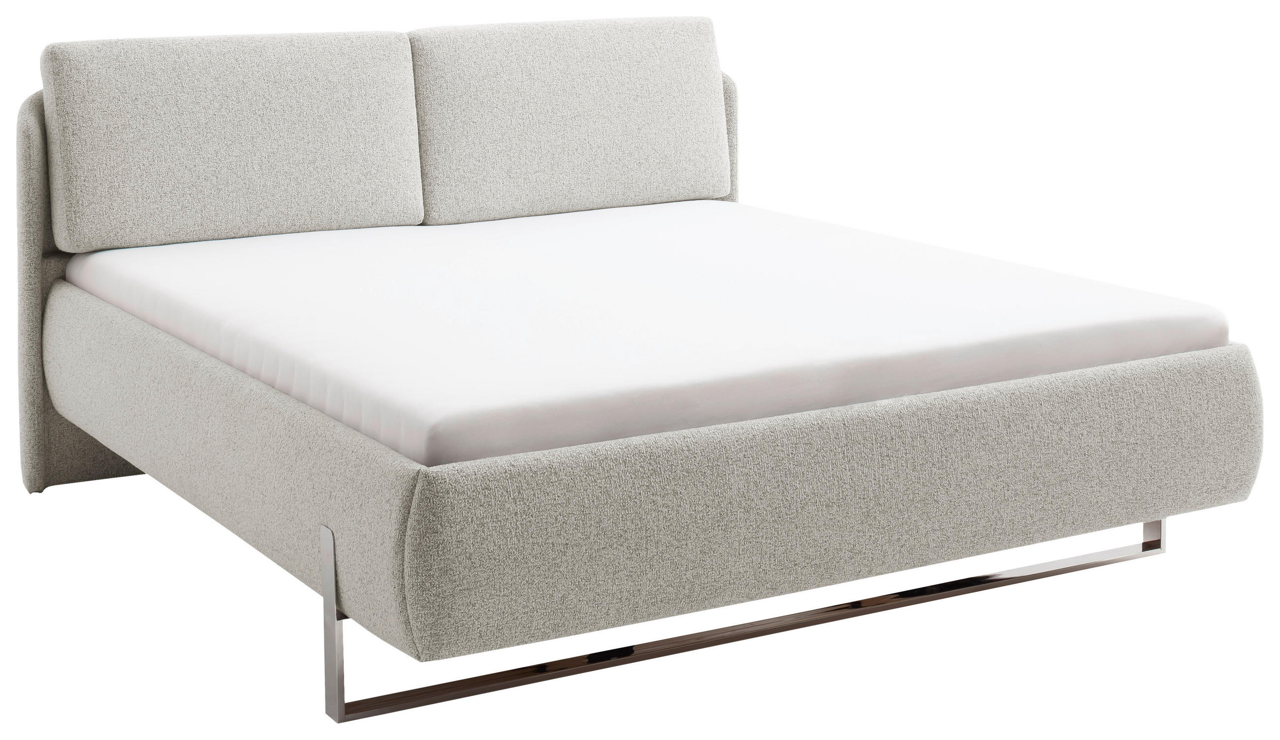 POLSTERBETT 140/200 cm,  in Creme,  - Chromfarben/Creme, Design, Textil/Metall (140/200cm) - Esposa