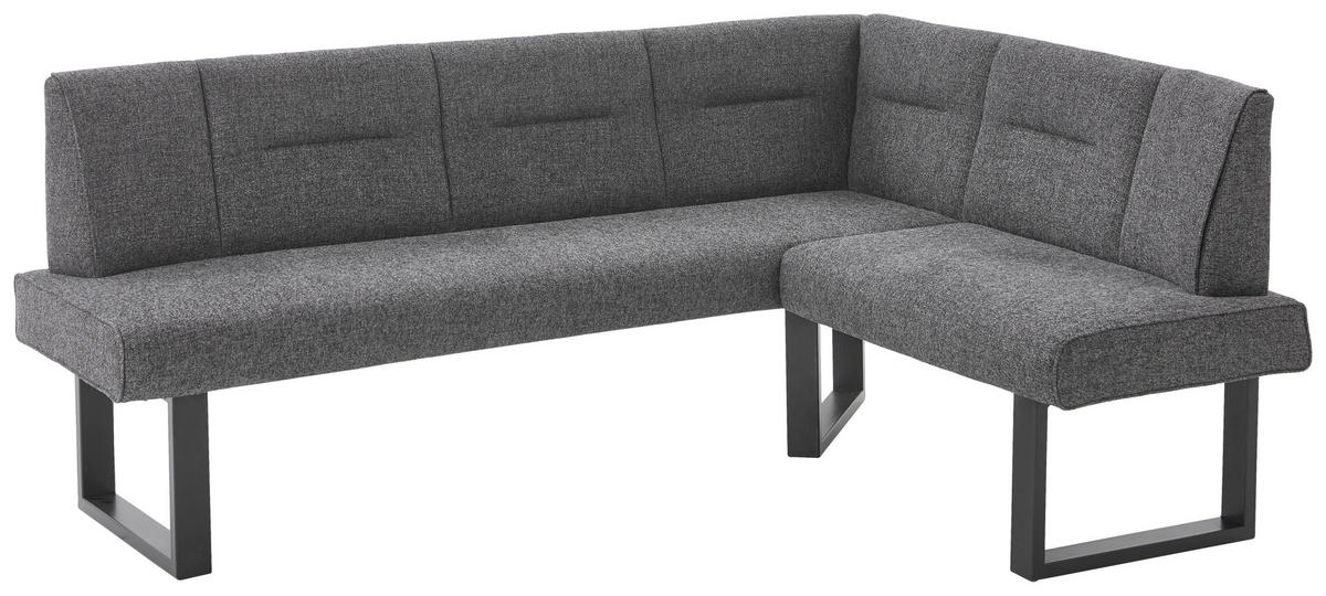 ECKBANK 202/152 cm Webstoff Graphitfarben   - Schwarz/Graphitfarben, Design, Textil/Metall (202/152cm) - Valdera