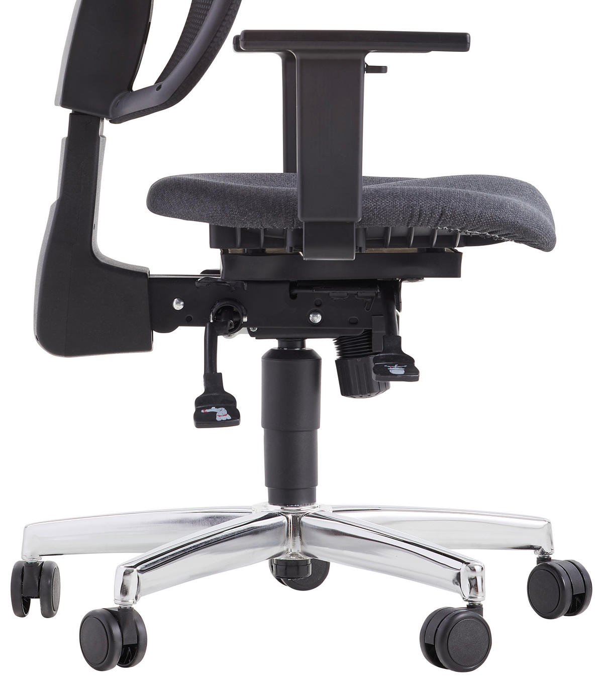 OTOČNÁ ŽIDLE, plochá tkanina, černá - černá/barvy chromu, Basics, kov/textil (48/120-140/44cm) - Topstar