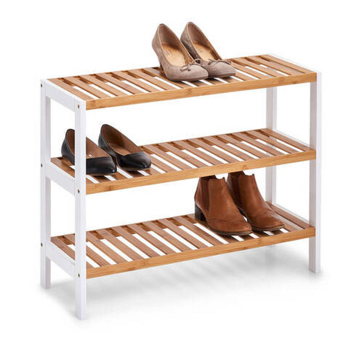 SCHUHREGAL Bambus Naturfarben, Weiß  - Naturfarben/Weiß, Basics, Holz/Holzwerkstoff (70/26/54cm) - Zeller Present