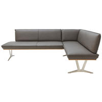 ROHOVÁ LAVICA, divoký dub, bahenná hnedá, farba duba, niklová - bahenná hnedá/farba ušľachtilej ocele, Design, kov/koža (237/162cm) - Ambiente