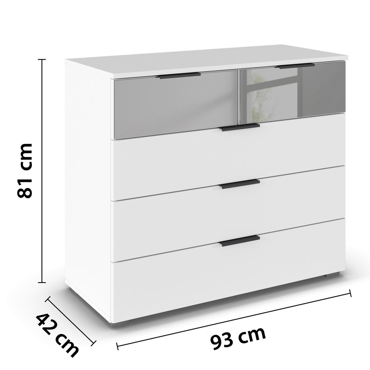 KOMMODE 93/81/42 cm  in  - Alufarben, Modern, Glas/Holzwerkstoff (93/81/42cm) - Rauch Möbel