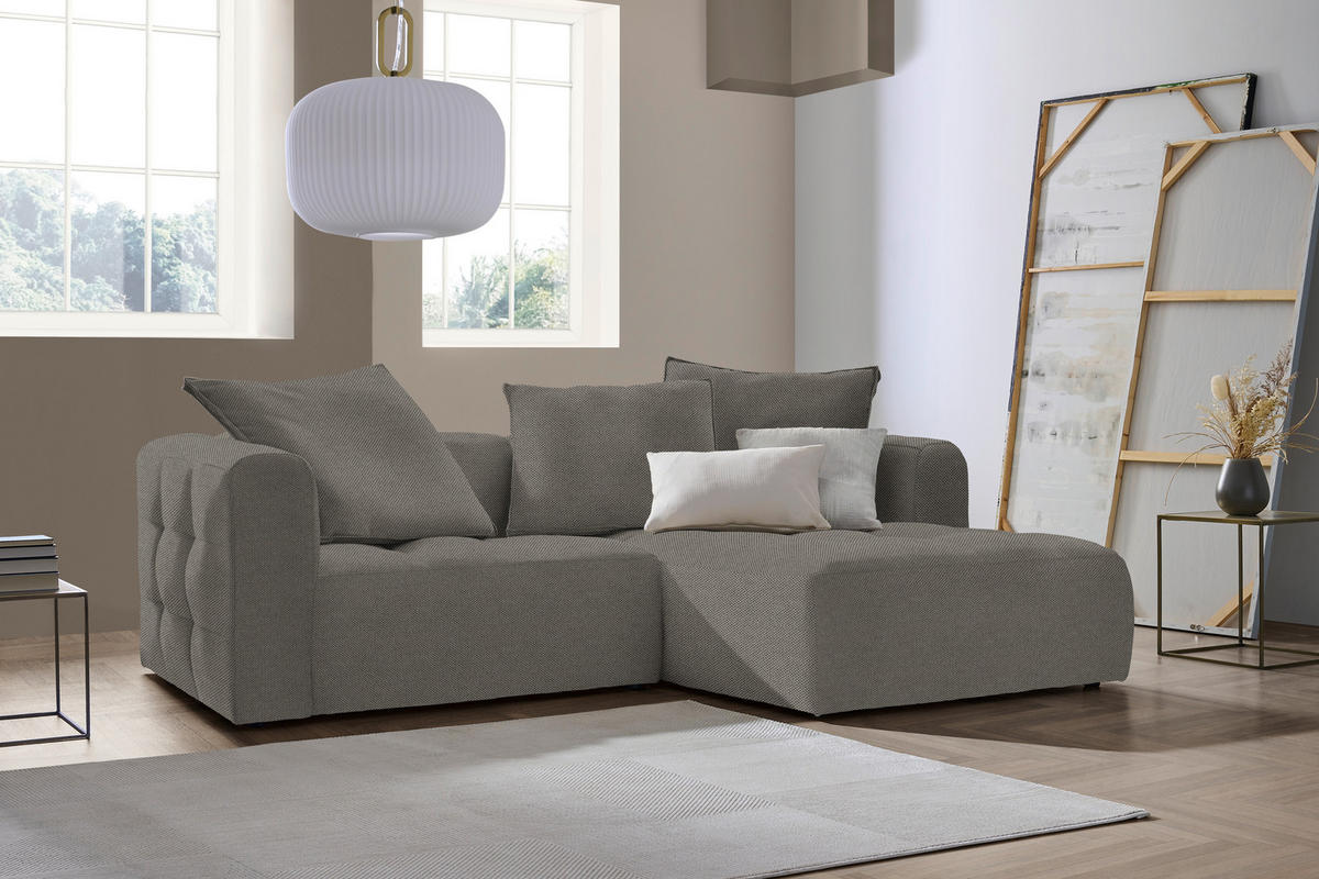 ECKSOFA in Webstoff Grau  - Schwarz/Grau, Lifestyle, Kunststoff/Textil (240/173cm) - Stylife