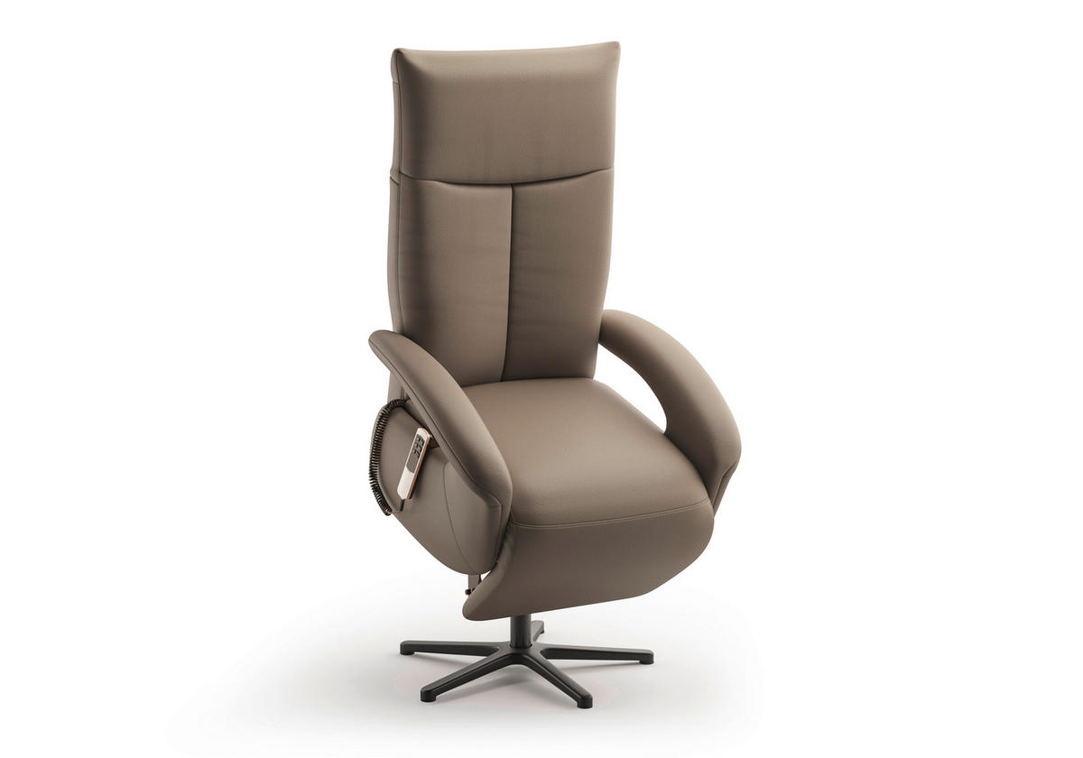 SESSEL in Echtleder Grau  - Schwarz/Grau, KONVENTIONELL, Leder/Metall (74/112/82cm) - Sit & More