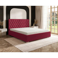 POLSTERBETT 180/200 cm,  in Dunkelrot, gepolstertes Kopfteil, Lattenrost, Bettkasten,  - Chromfarben/Schwarz, MODERN, Holz/Kunststoff (180/200cm) - Chameo