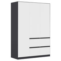 KLEIDERSCHRANK Grau, Weiß 3 Tür(en)  - Weiß/Grau, KONVENTIONELL, Holzwerkstoff/Kunststoff (136/197/54cm) - Xora