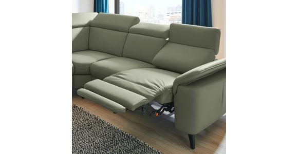 ECKSOFA in Echtleder Grün  - Schwarz/Grün, Design, Leder/Metall (239/289cm) - Cantus