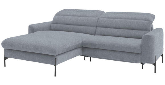 ECKSOFA in Flachgewebe Blaugrau 191/252 cm - Blaugrau/Schwarz, Design, Textil/Metall (191/252cm) - Dieter Knoll