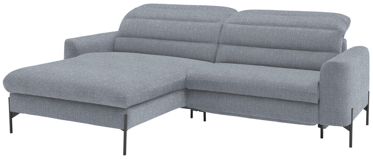 ECKSOFA in Flachgewebe Blaugrau  - Blaugrau/Schwarz, Design, Textil/Metall (191/252cm) - Dieter Knoll