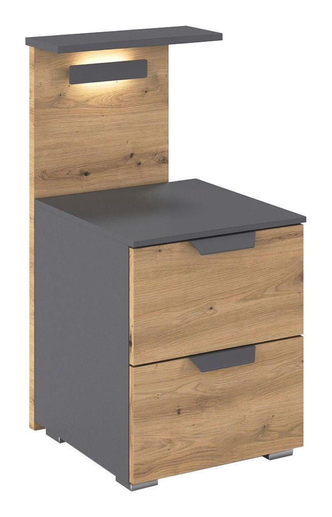 Nachkästchen Grau Metallic Dekor H: 40 cm Karpo