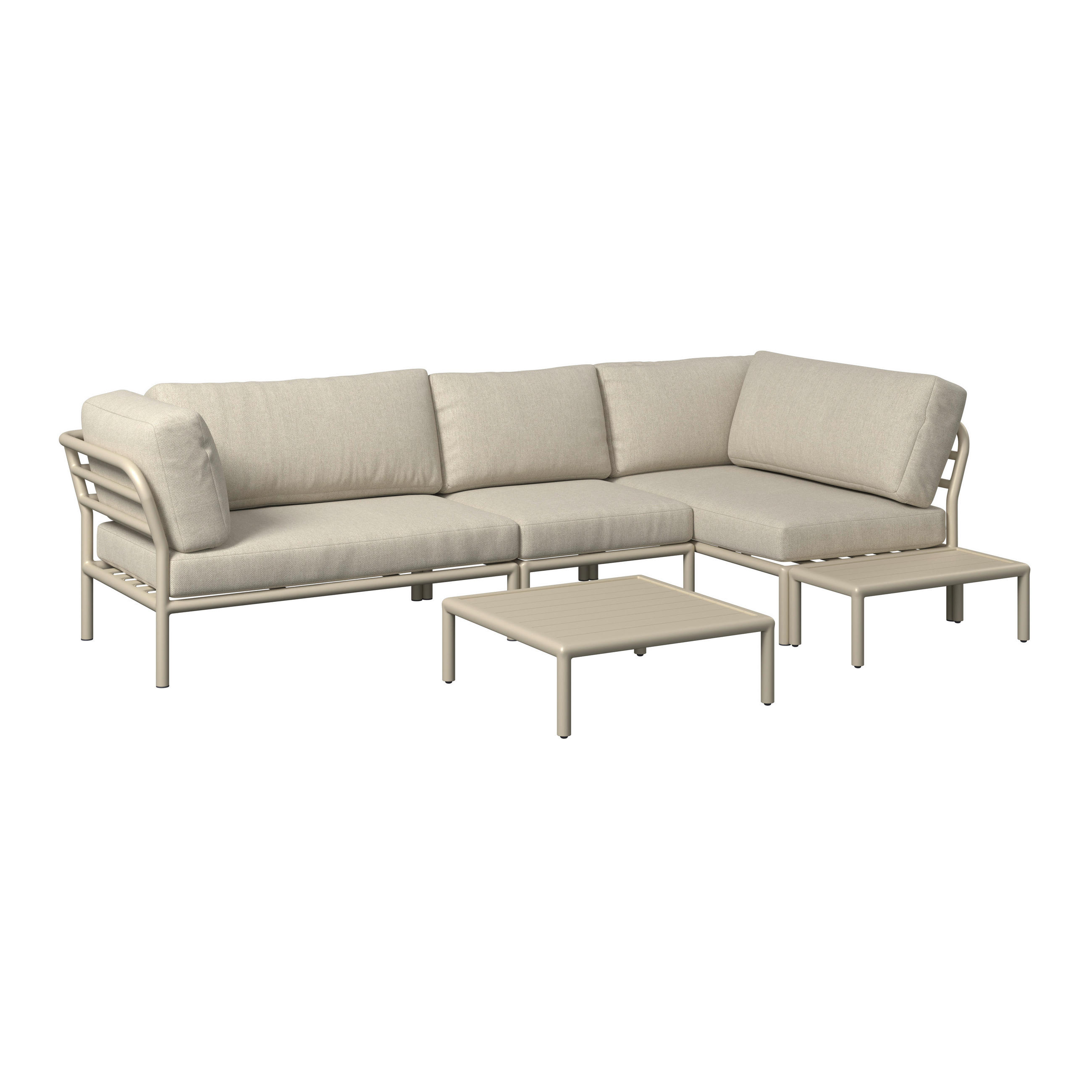 LOUNGEGARNITUR Aluminium  - Sandfarben/Beige, Design, Textil/Metall (289/69/169cm) - Amatio