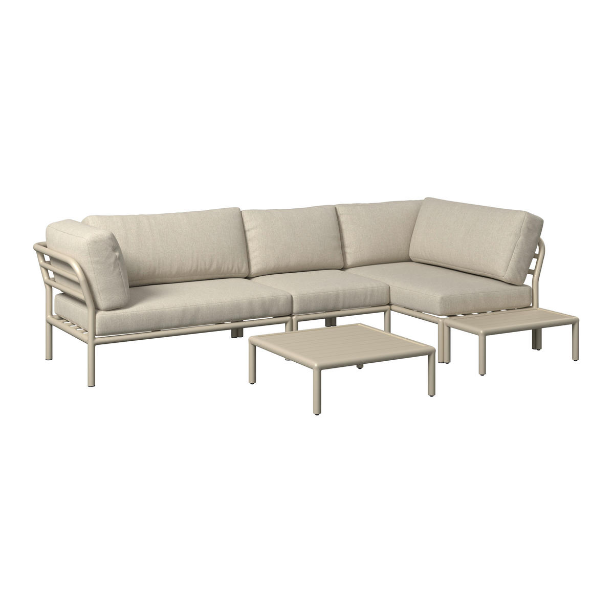 LOUNGEGARNITUR Aluminium  - Sandfarben/Beige, Design, Textil/Metall (289/69/169cm) - Amatio