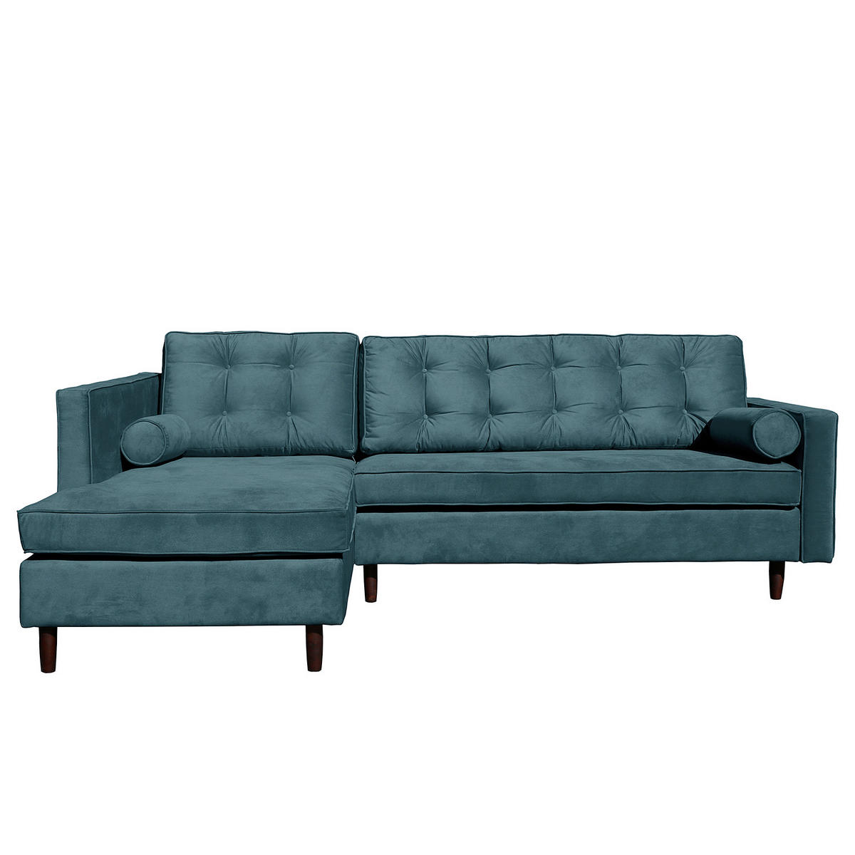 ECKSOFA VANCOUVER Dunkelblau Mikrofaser Zierkissen, Rückenkissen  - Braun/Dunkelblau, Design, Holz/Textil (169/240cm) - P & B