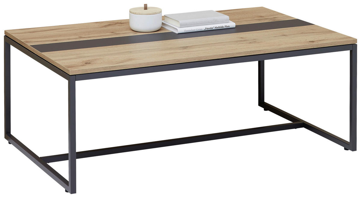COUCHTISCH in Holzwerkstoff 110/70/42,4 cm  - Eichefarben/Schwarz, Design, Holzwerkstoff/Metall (110/70/42,4cm) - Hom`in