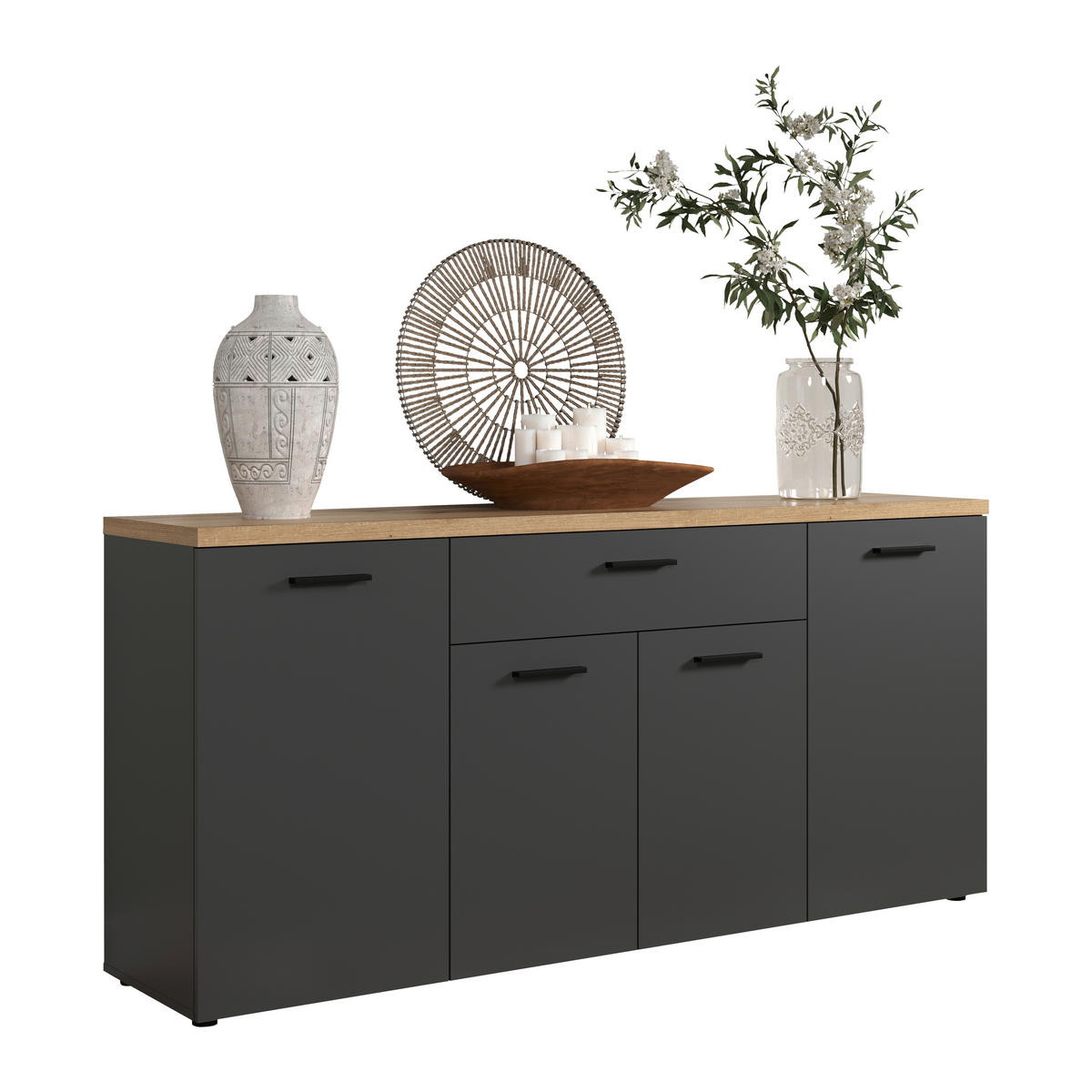 SIDEBOARD BAGGIO WO 180/85/40 cm 1 Schublade(n)  - Eichefarben/Anthrazit, Design, Holzwerkstoff/Kunststoff (180/85/40cm) - MID.YOU