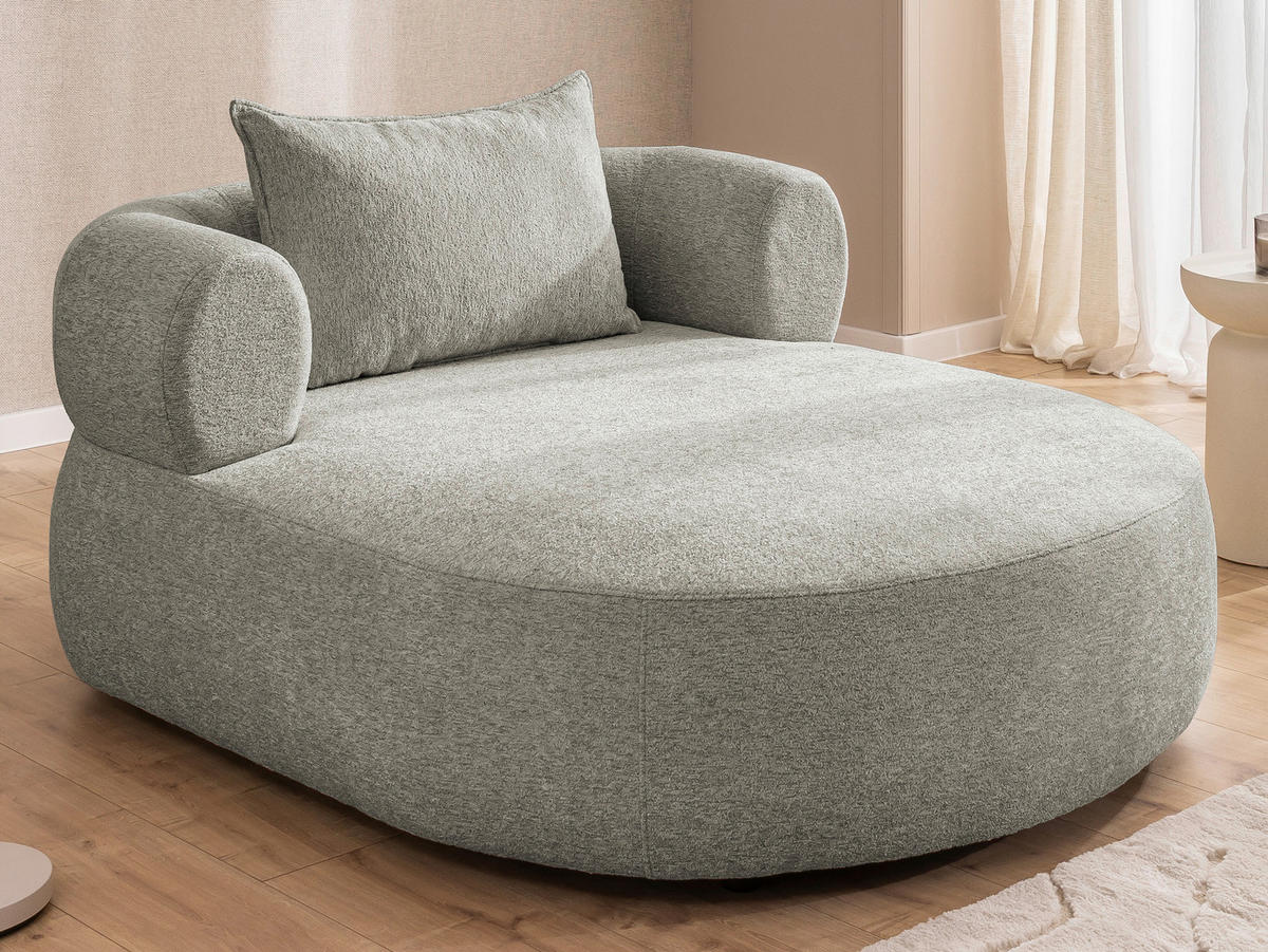 XXL-SESSEL Chenille Hellgrau    - Hellgrau/Schwarz, Design, Kunststoff/Textil (122/76/156cm) - Livetastic