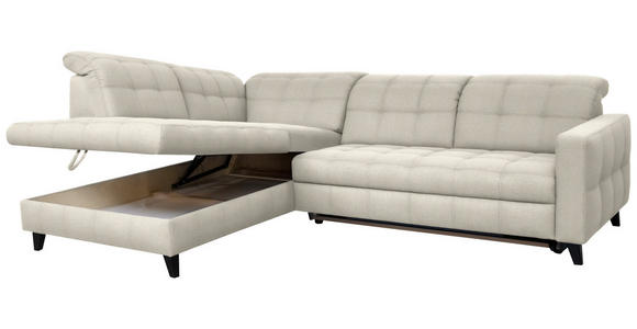 ECKSOFA in Webstoff Ecru 216/297 cm - Ecru/Schwarz, Design, Holz/Textil (216/297cm) - Xora